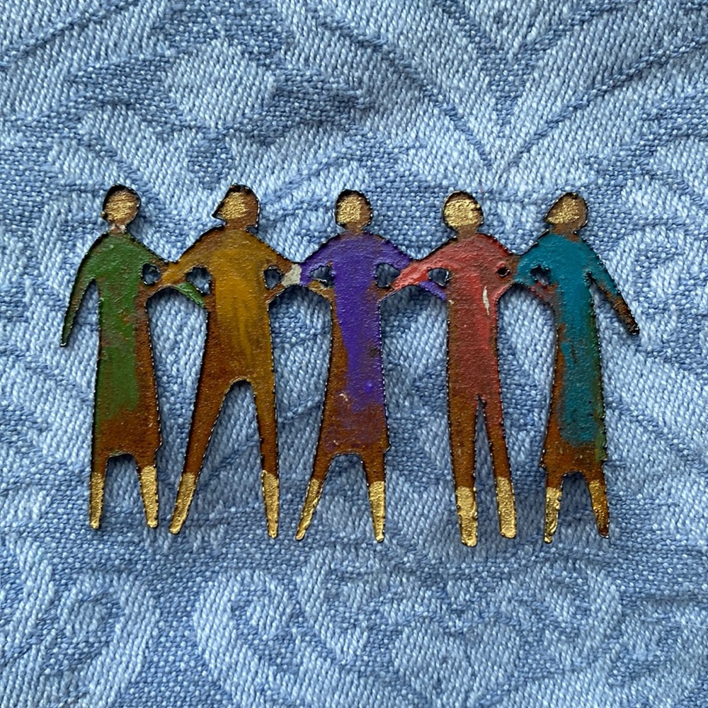 Rustic brass women united pin